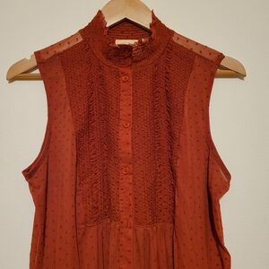 Anthropologie Vanessa Virginia Sheer Mesh Dot Tunic Top Size M